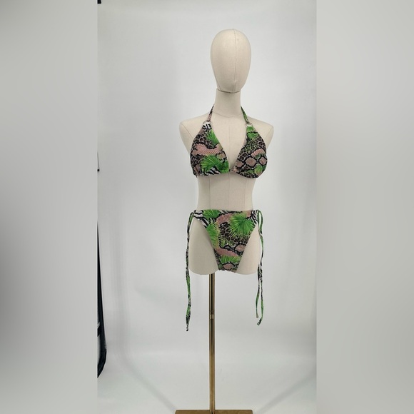 SHEIN - Green and Black Zebra Python Cheta Print Bikini - 1xl - Picture 1 of 2